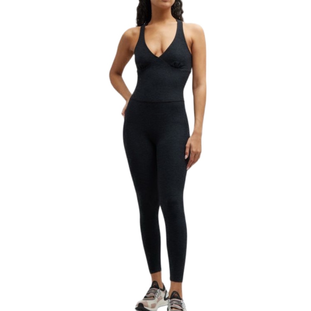 NWT Beyond Yoga Daring Jumpsuit Darkest Night W/ Mesh Shoulders & Legs - Large